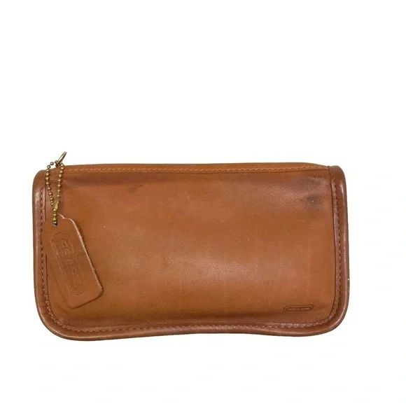 Coach vintage English tan leather chunky case clutch bag